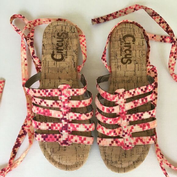 Circus by Sam Edelman Sandals Size 8 Ariel Ankle Wrap Gladiator Espadrille Pink - Picture 1 of 5